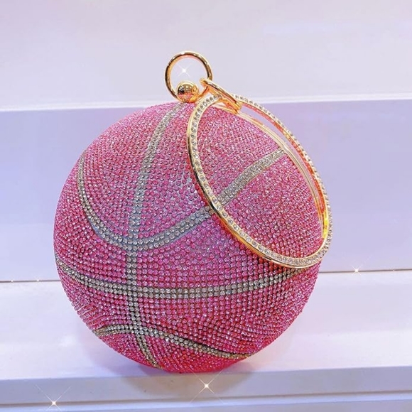 Pink Rhinestone Basketball Purse - Picture 2 of 2